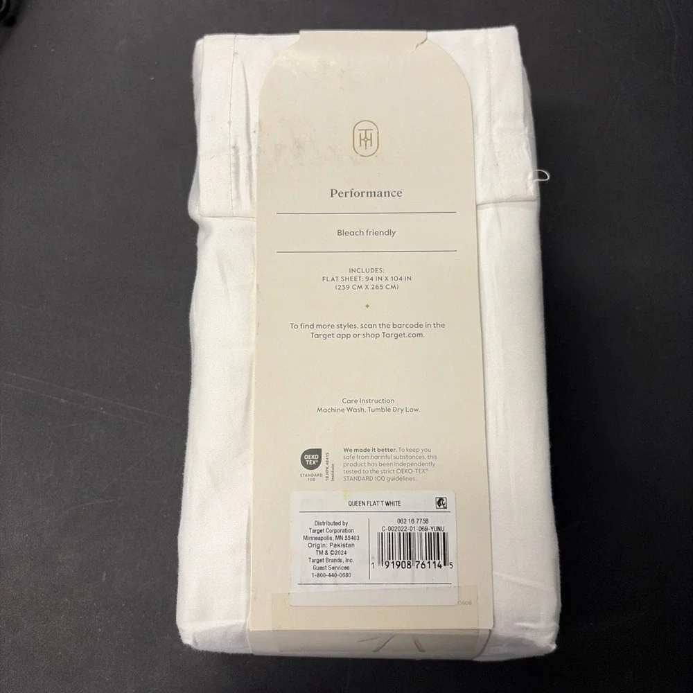 Threshold Queen 400 Thread Count Performance Flat Sheet In Sour Cream NWT 20548
